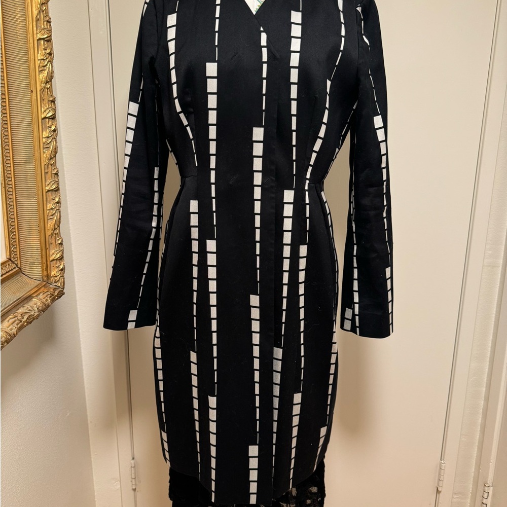 Etro snap front black and white coat